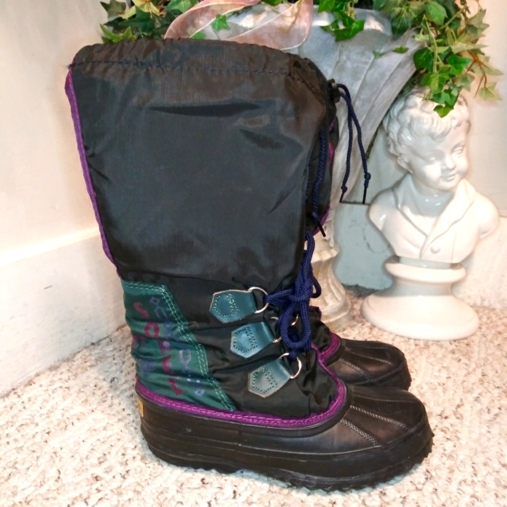 Vintage Sorel Freestyle Waterproof Natural Rubber Snow Boots Made In Canada